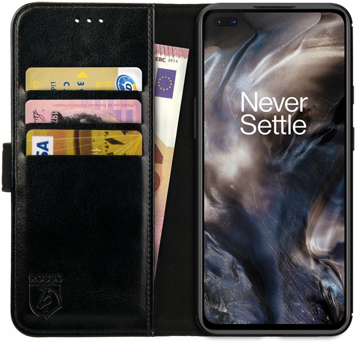 Rosso Element OnePlus Nord Hoesje Book Cover Wallet Case Zwart afbeelding 1