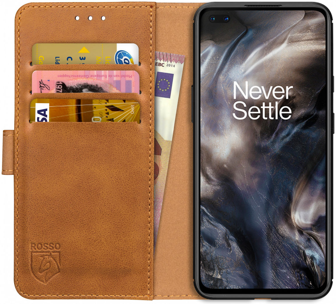 Rosso Element OnePlus Nord Hoesje Book Cover Wallet Case Lichtbruin afbeelding 1