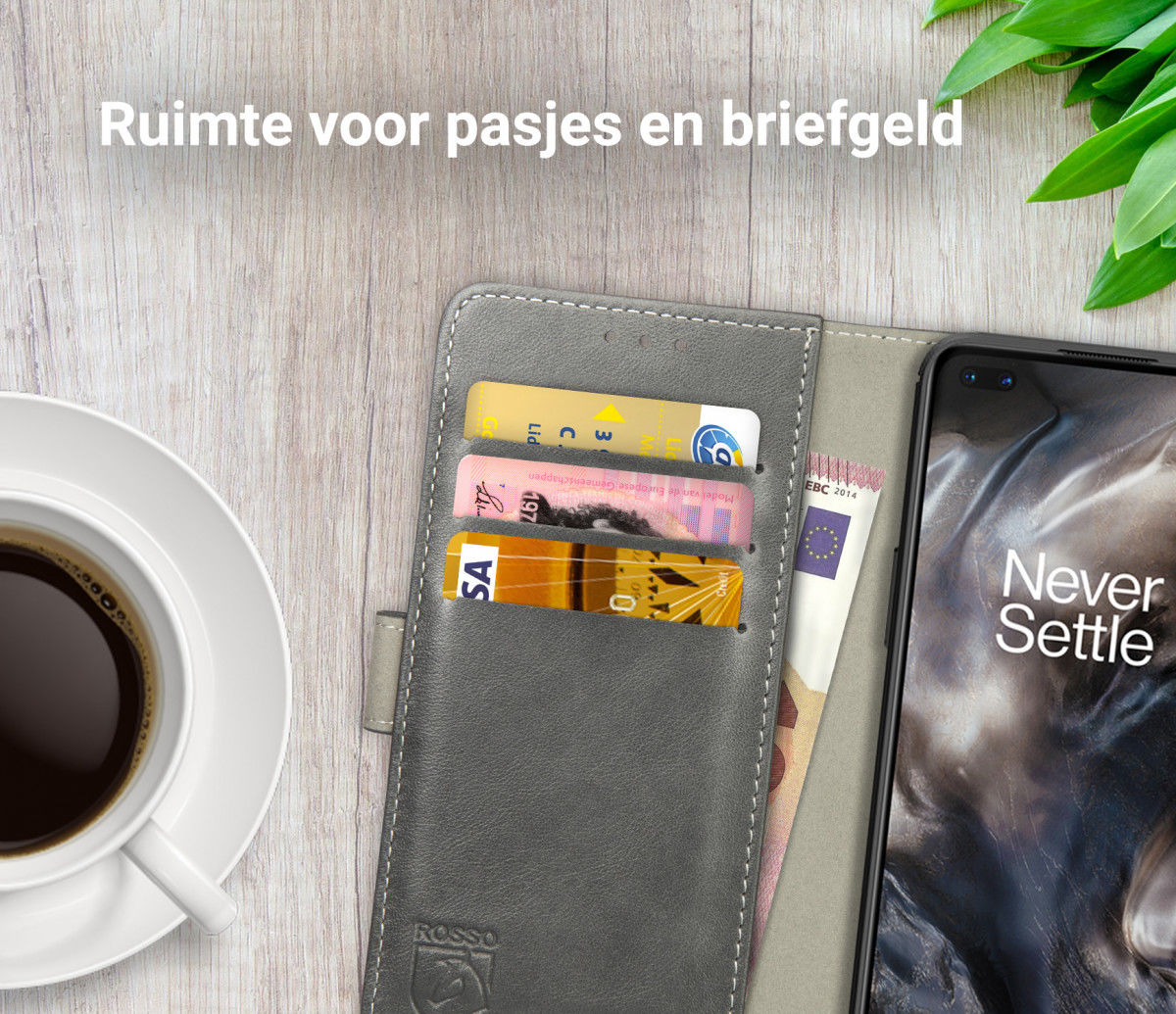 Rosso Element OnePlus Nord Hoesje Book Cover Wallet Case Grijs afbeelding 8