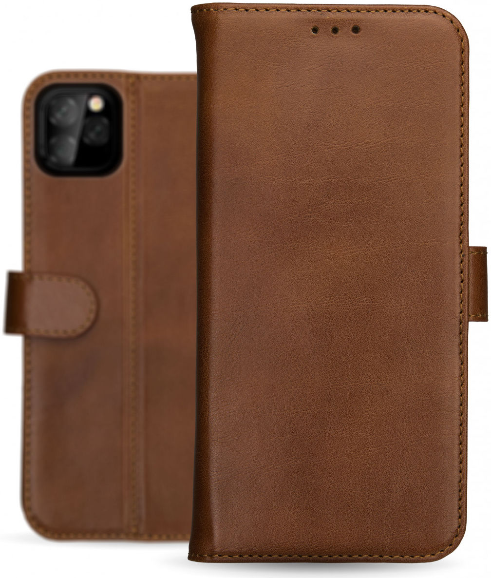 Rosso Deluxe Apple iPhone 12 Pro Max Hoesje Echt Leer Book Case Bruin afbeelding 11