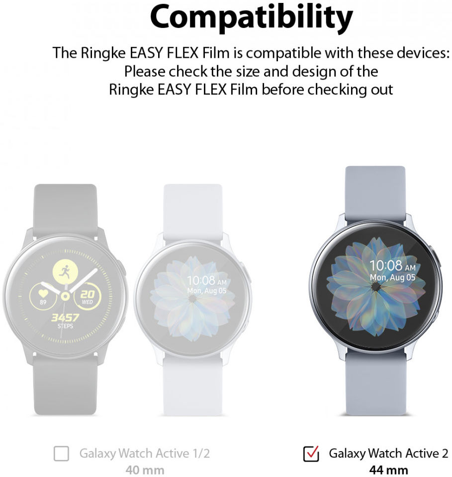 Ringke Easy Flex - Samsung Watch Active 2 44MM Screenprotector (3-Pack) afbeelding 12