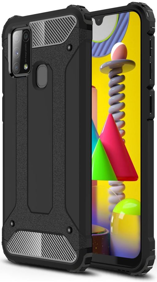 Samsung Galaxy M31 Hoesje Shock Proof Hybride Back Cover Zwart afbeelding 1