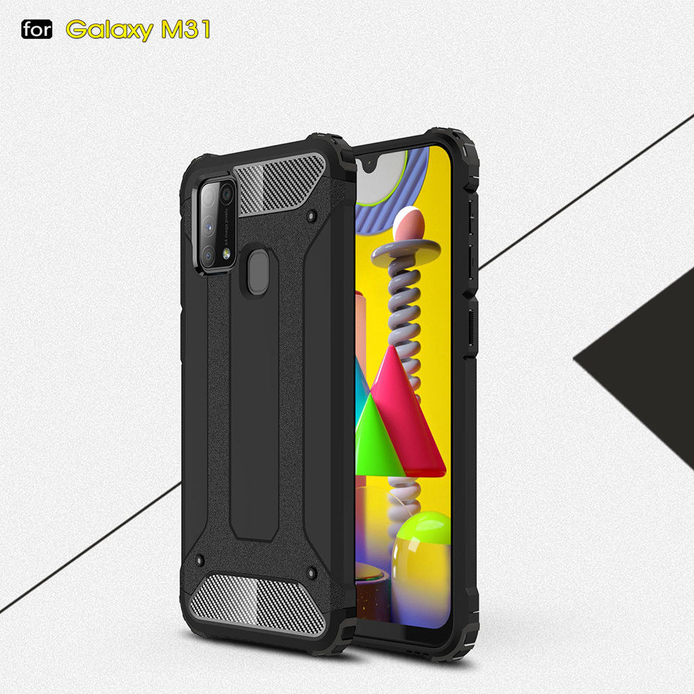 Samsung Galaxy M31 Hoesje Shock Proof Hybride Back Cover Zwart afbeelding 2