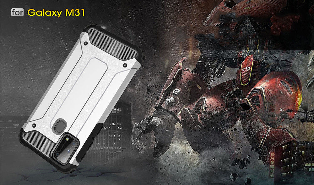 Samsung Galaxy M31 Hoesje Shock Proof Hybride Back Cover Zwart afbeelding 13