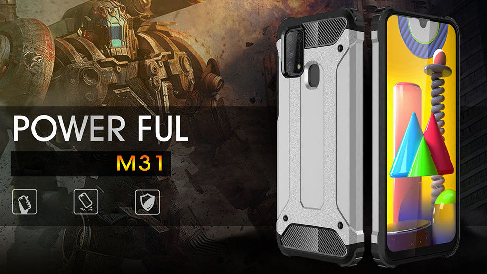 Samsung Galaxy M31 Hoesje Shock Proof Hybride Back Cover Zwart afbeelding 5