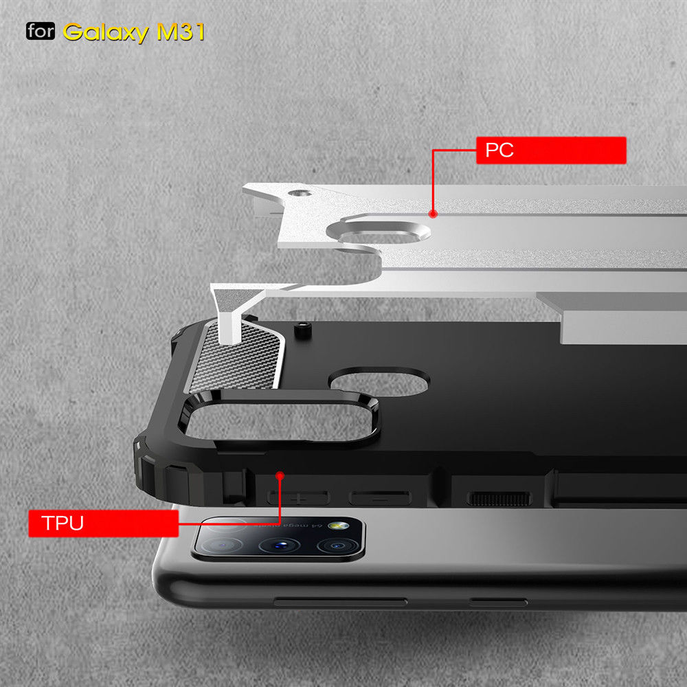 Samsung Galaxy M31 Hoesje Shock Proof Hybride Back Cover Zwart afbeelding 7