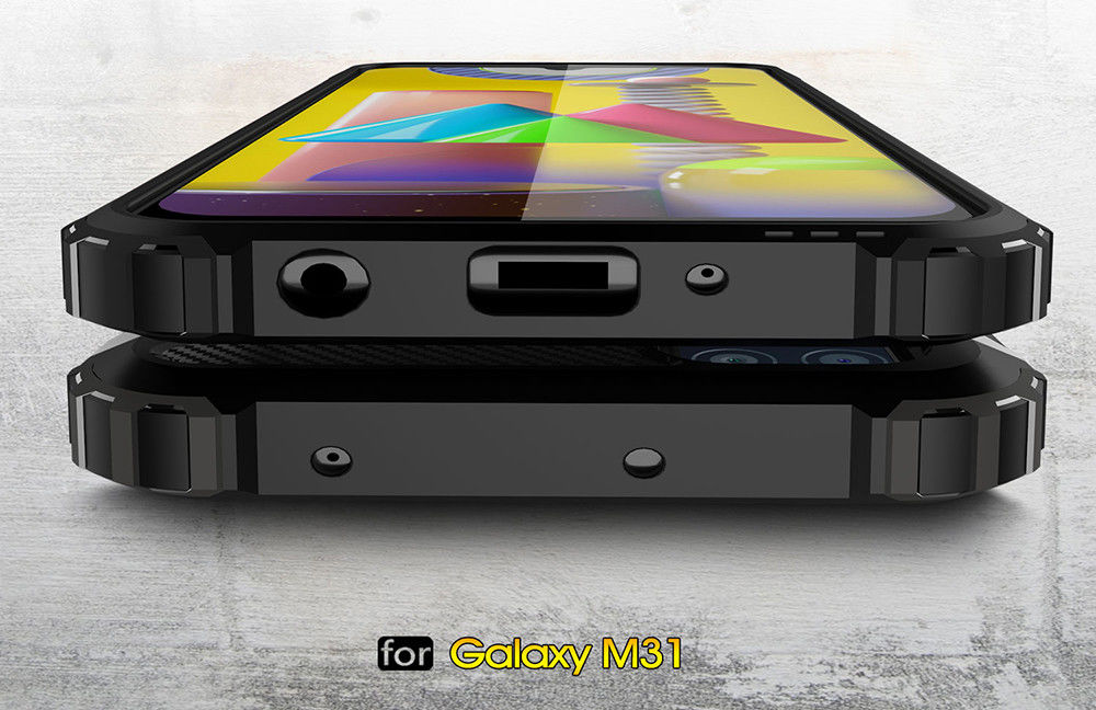 Samsung Galaxy M31 Hoesje Shock Proof Hybride Back Cover Zwart afbeelding 10