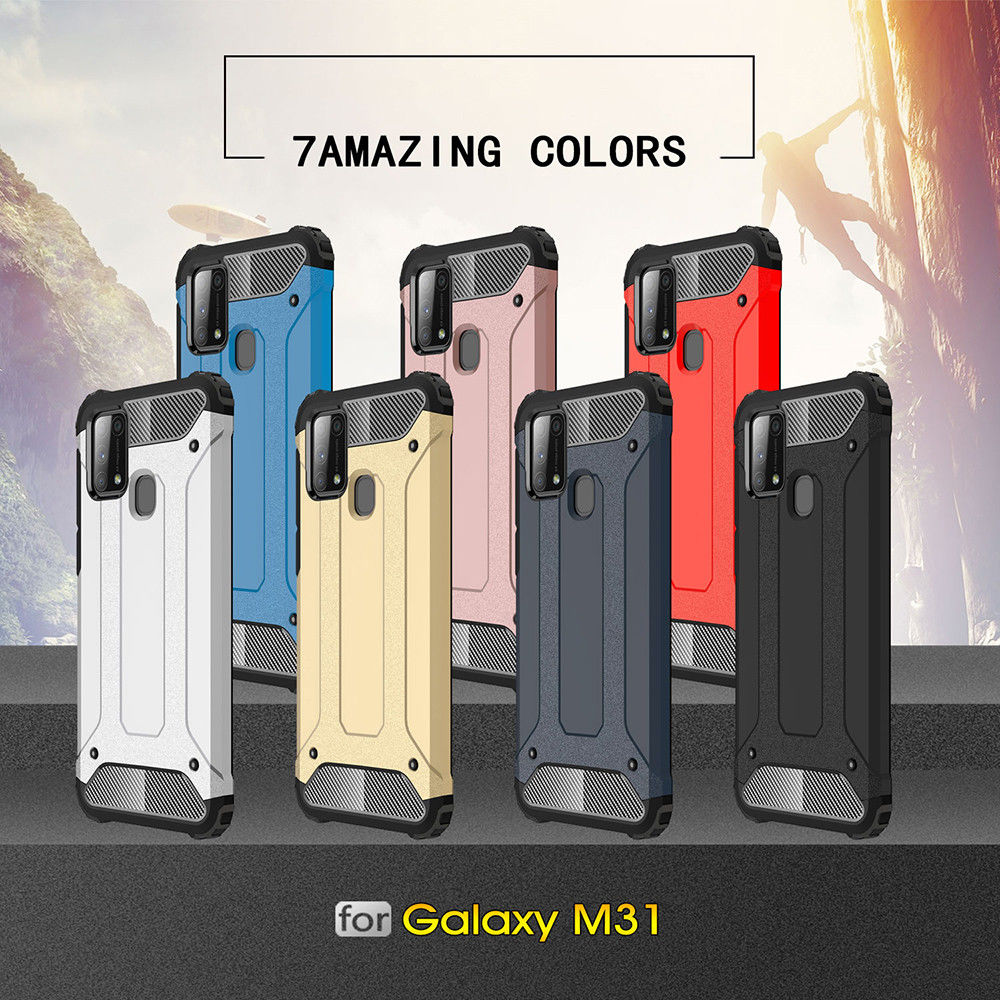 Samsung Galaxy M31 Hoesje Shock Proof Hybride Back Cover Zwart afbeelding 12