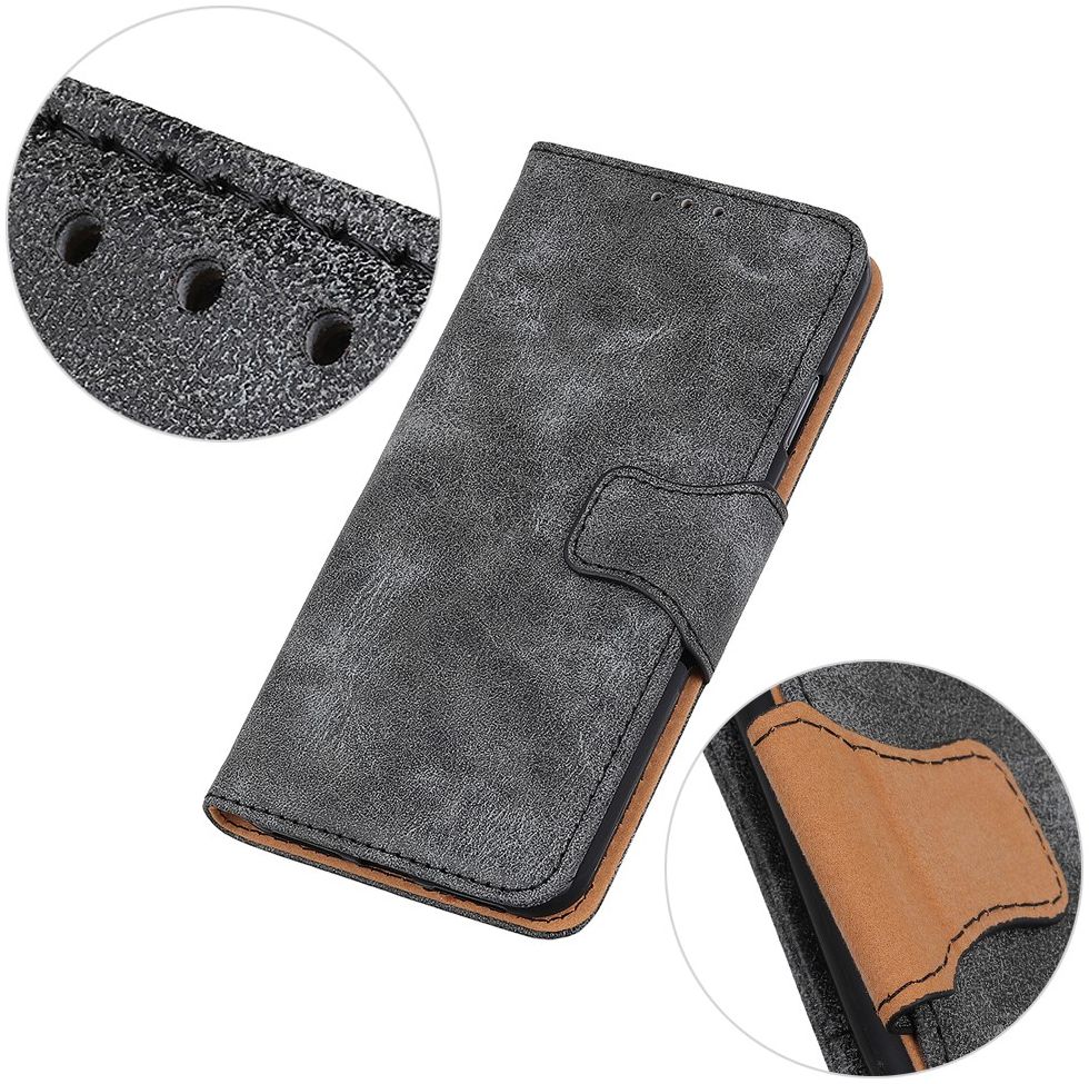 Samsung Galaxy A31 Hoesje Vintage Wallet Kunstleer Book Case Grijs afbeelding 9