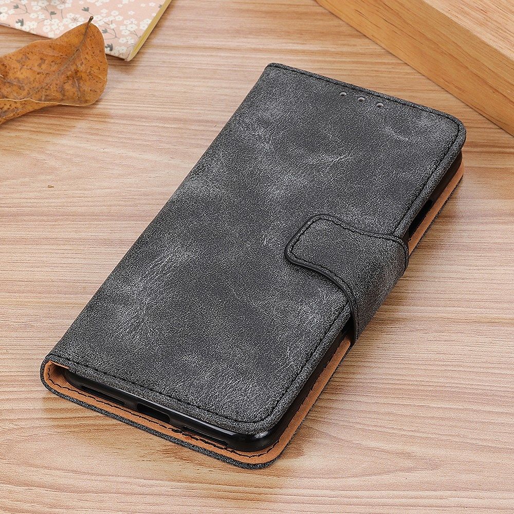 Samsung Galaxy A31 Hoesje Vintage Wallet Kunstleer Book Case Grijs afbeelding 4