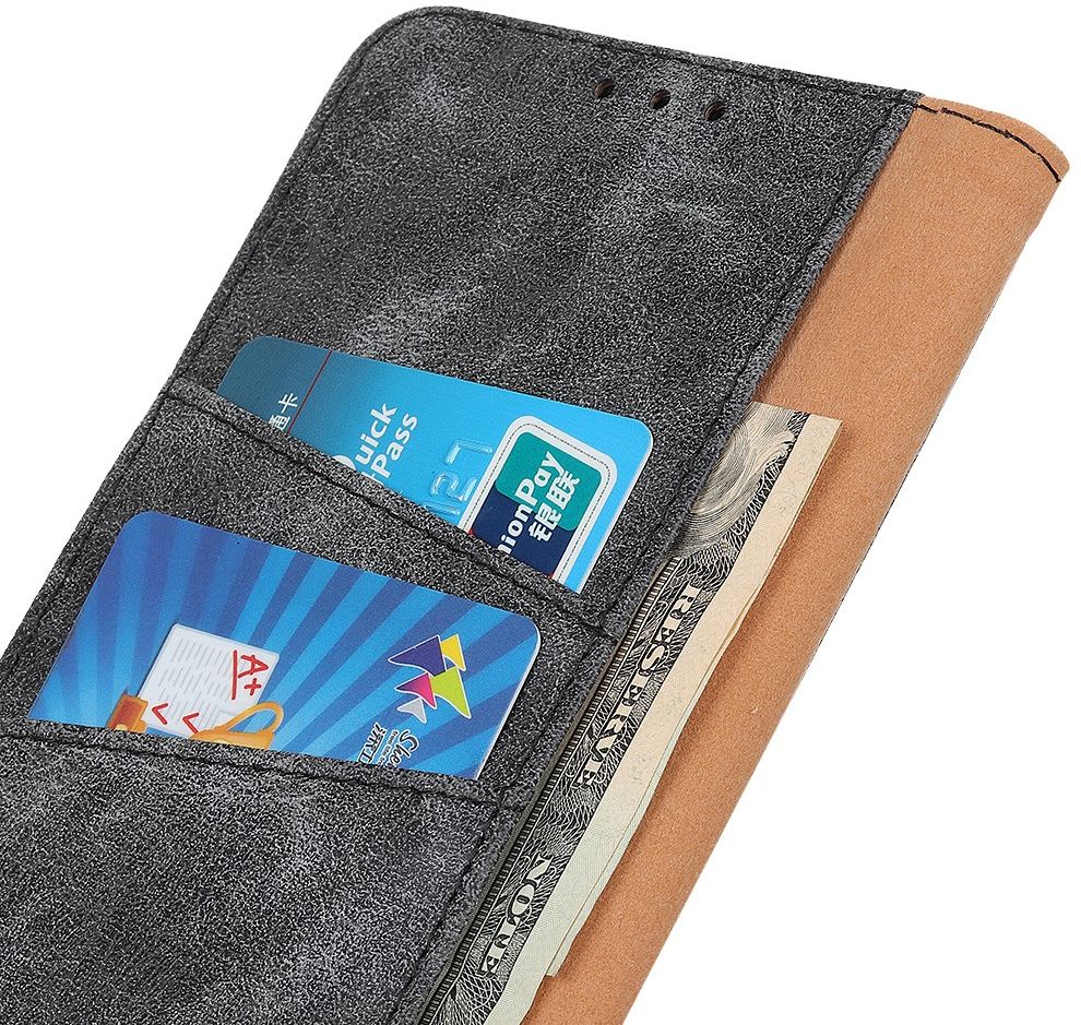 Samsung Galaxy A31 Hoesje Vintage Wallet Kunstleer Book Case Grijs afbeelding 3