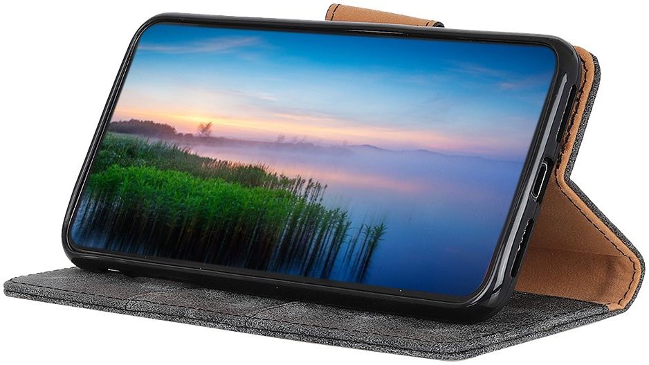 Samsung Galaxy A31 Hoesje Vintage Wallet Kunstleer Book Case Grijs afbeelding 8