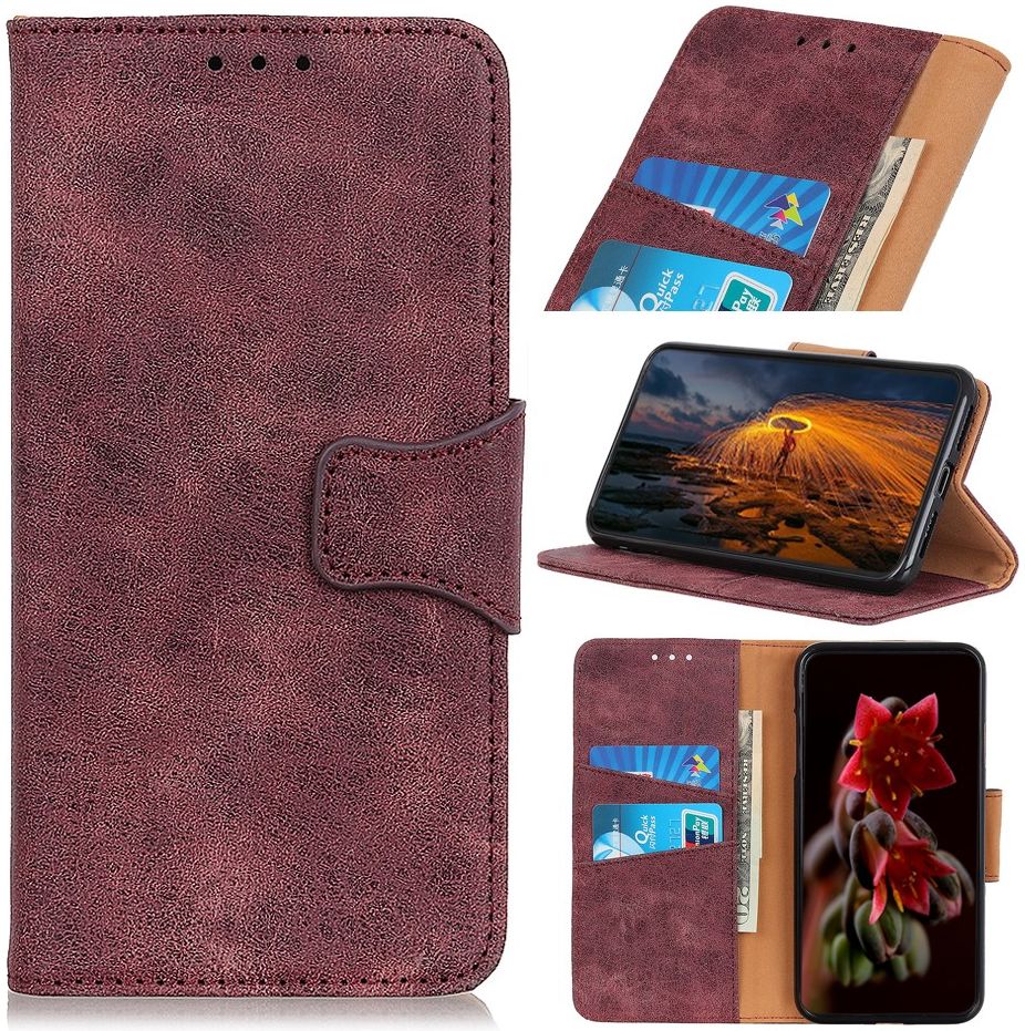 Samsung Galaxy A31 Hoesje Vintage Wallet Kunstleer Book Case Rood afbeelding 12