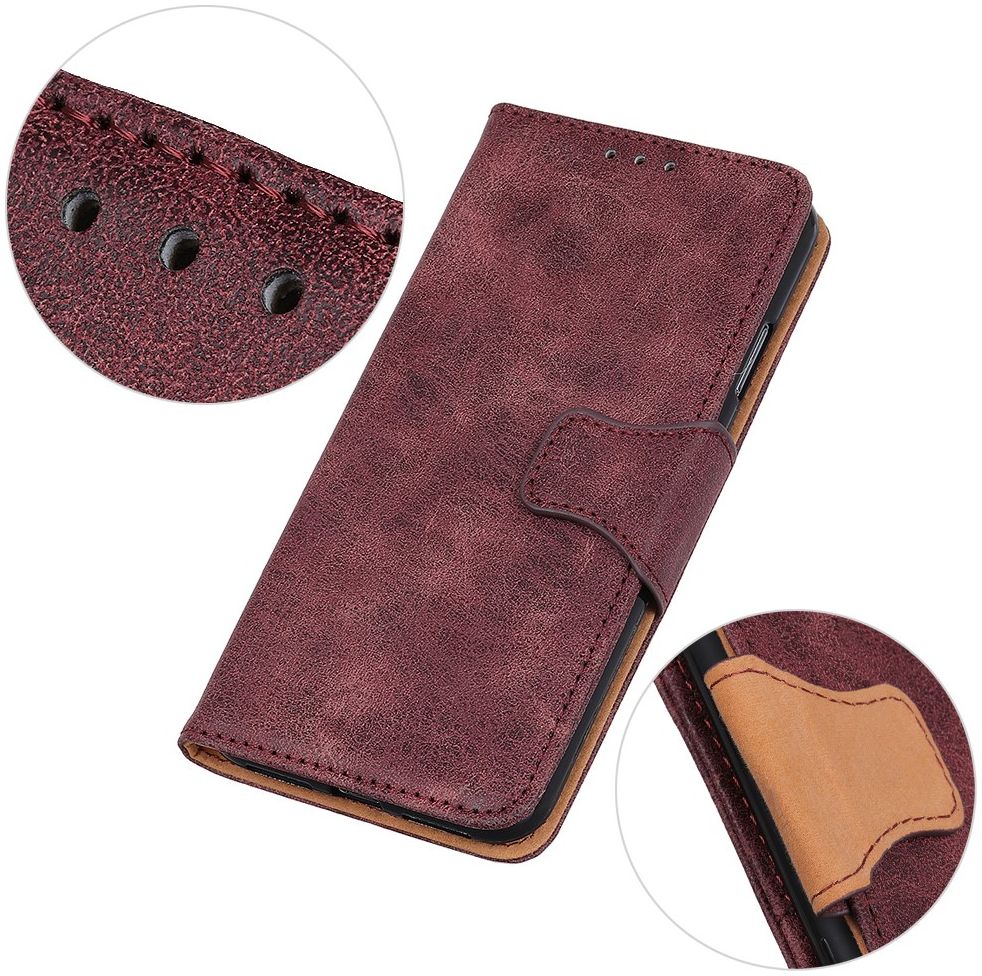 Samsung Galaxy A31 Hoesje Vintage Wallet Kunstleer Book Case Rood afbeelding 9