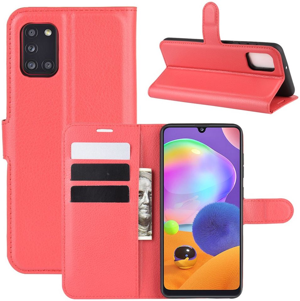 Samsung Galaxy A31 Hoesje Portemonnee Kunstleer Book Case Rood afbeelding 4