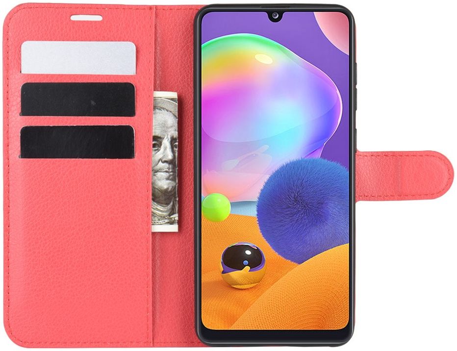 Samsung Galaxy A31 Hoesje Portemonnee Kunstleer Book Case Rood afbeelding 1