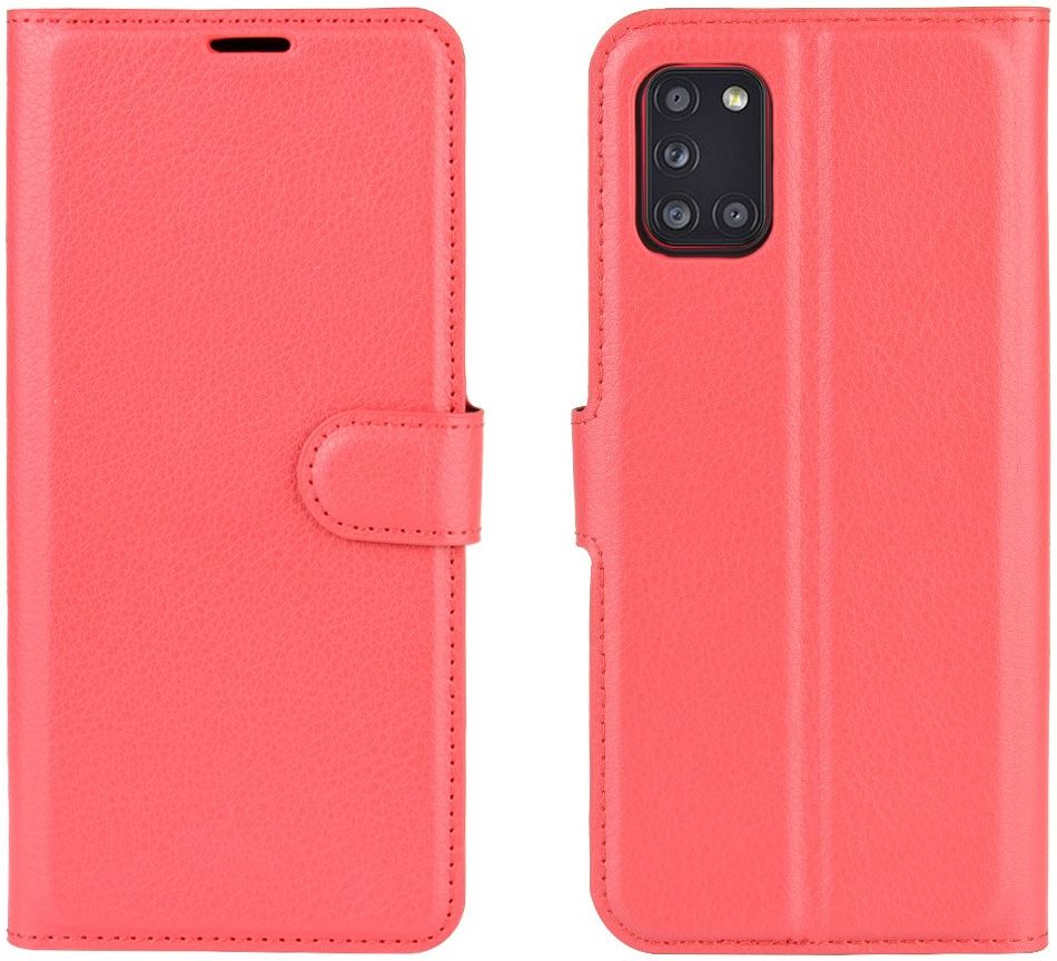 Samsung Galaxy A31 Hoesje Portemonnee Kunstleer Book Case Rood afbeelding 3