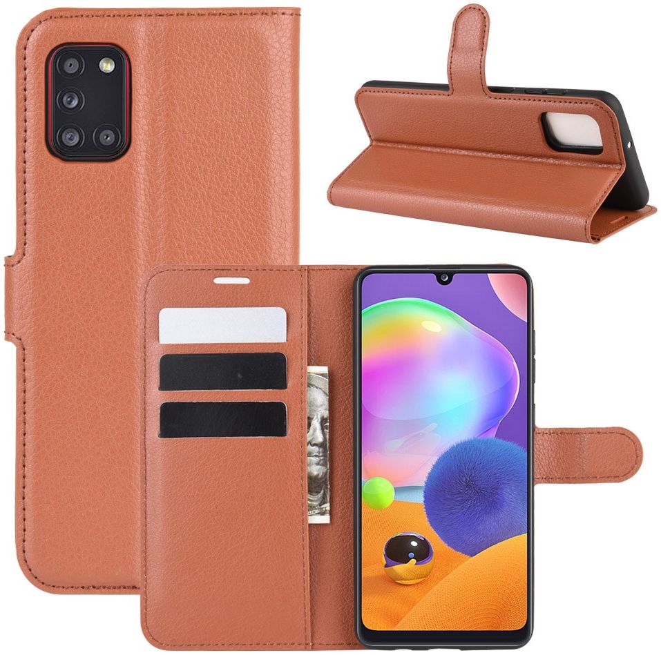 Samsung Galaxy A31 Hoesje Portemonnee Kunstleer Book Case Bruin afbeelding 6