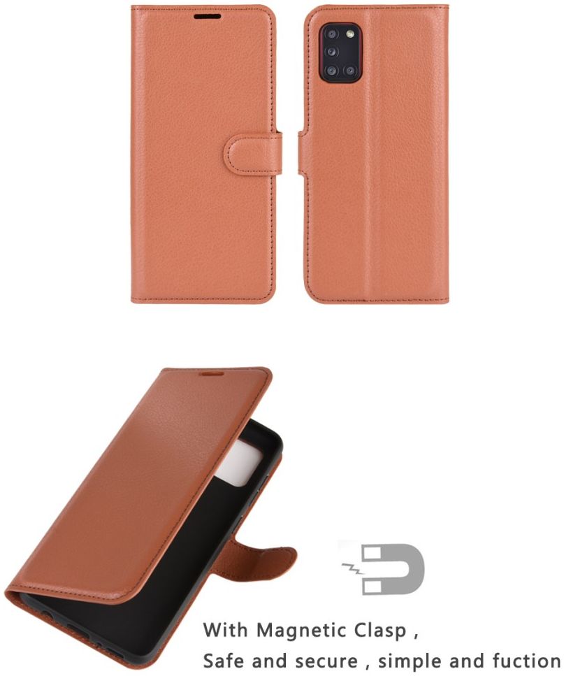 Samsung Galaxy A31 Hoesje Portemonnee Kunstleer Book Case Bruin afbeelding 4