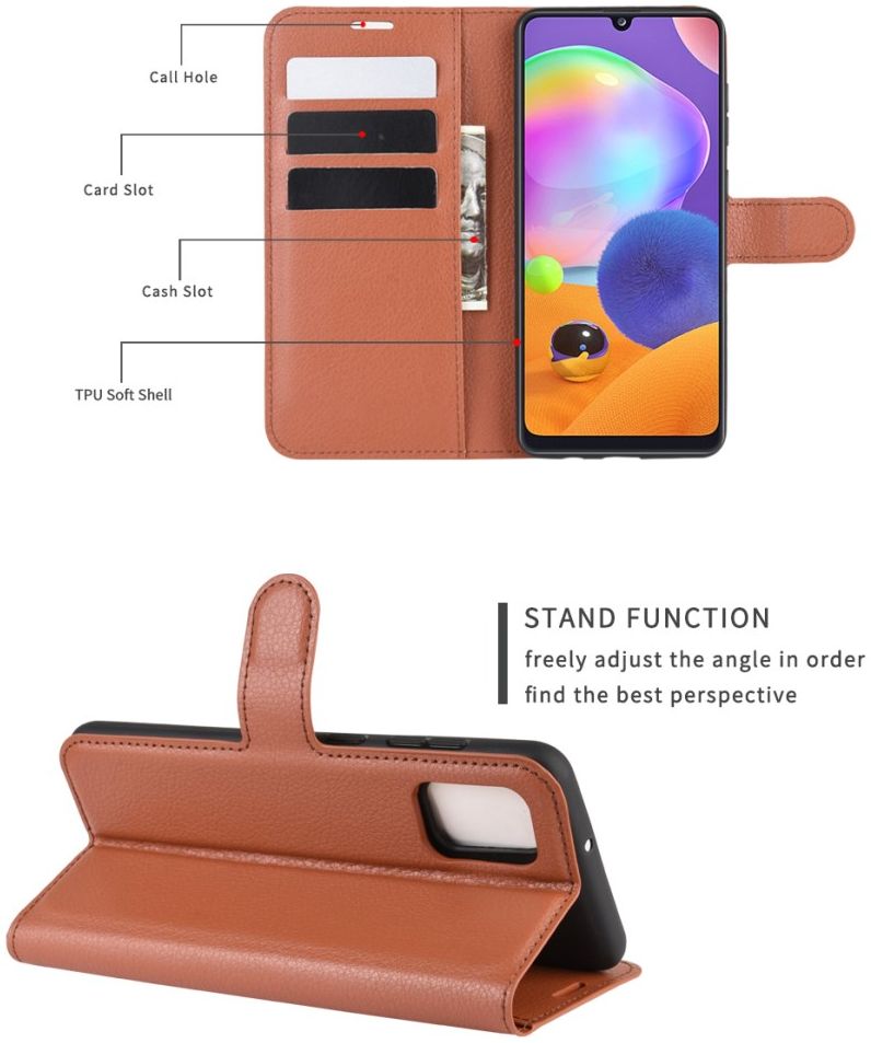 Samsung Galaxy A31 Hoesje Portemonnee Kunstleer Book Case Bruin afbeelding 5