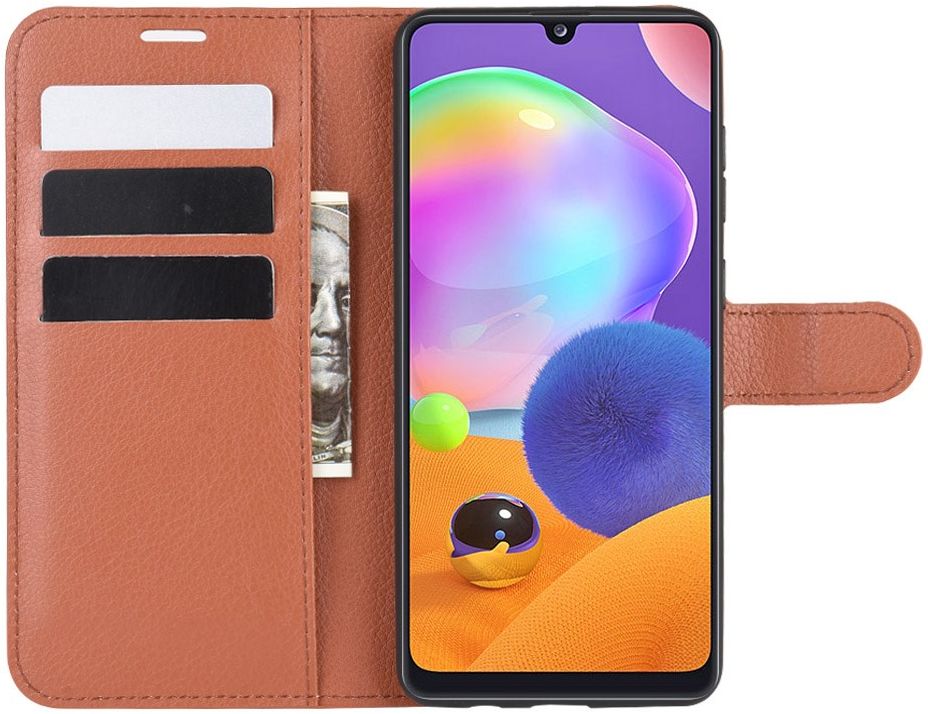 Samsung Galaxy A31 Hoesje Portemonnee Kunstleer Book Case Bruin afbeelding 1