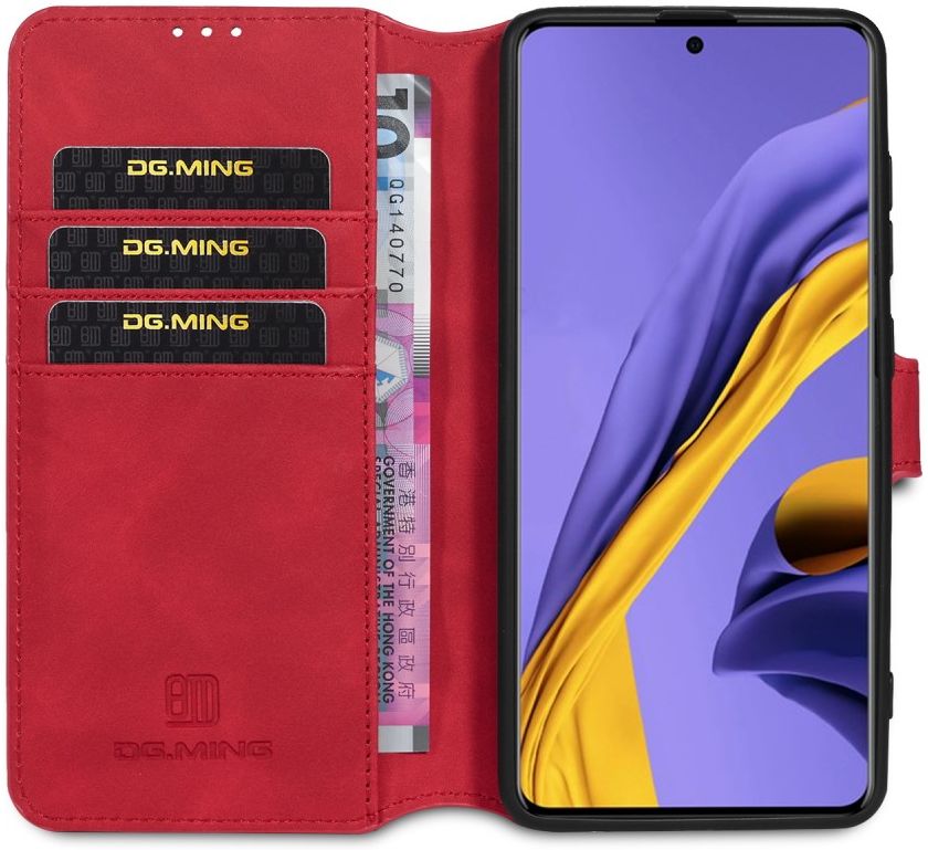 DG Ming Samsung Galaxy A31 Hoesje Retro Wallet Book Case Rood afbeelding 1