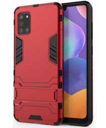 Samsung Galaxy A31 Hoesje Hybride Back Cover met Kickstand Rood