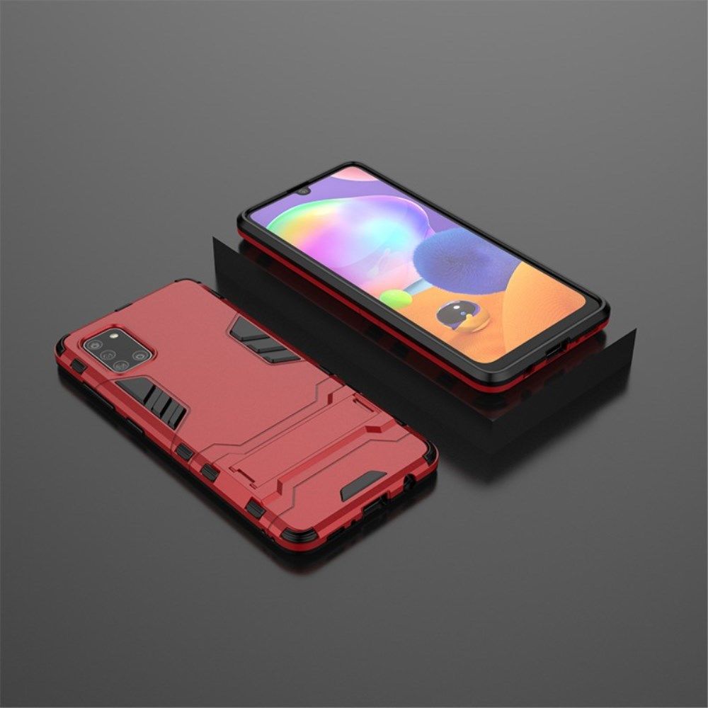 Samsung Galaxy A31 Hoesje Hybride Back Cover met Kickstand Rood afbeelding 4