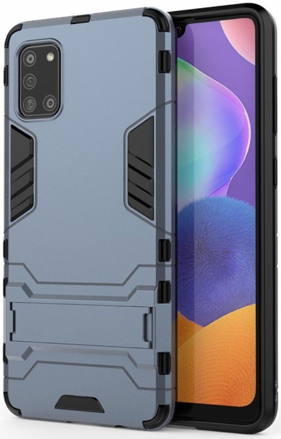 Samsung Galaxy A31 Hoesje Hybride Back Cover met Kickstand Blauw afbeelding 1