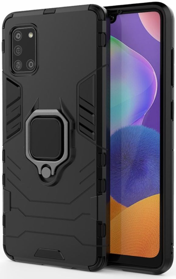 Samsung Galaxy A31 Hoesje Hybride met Kickstand Back Cover Zwart afbeelding 1