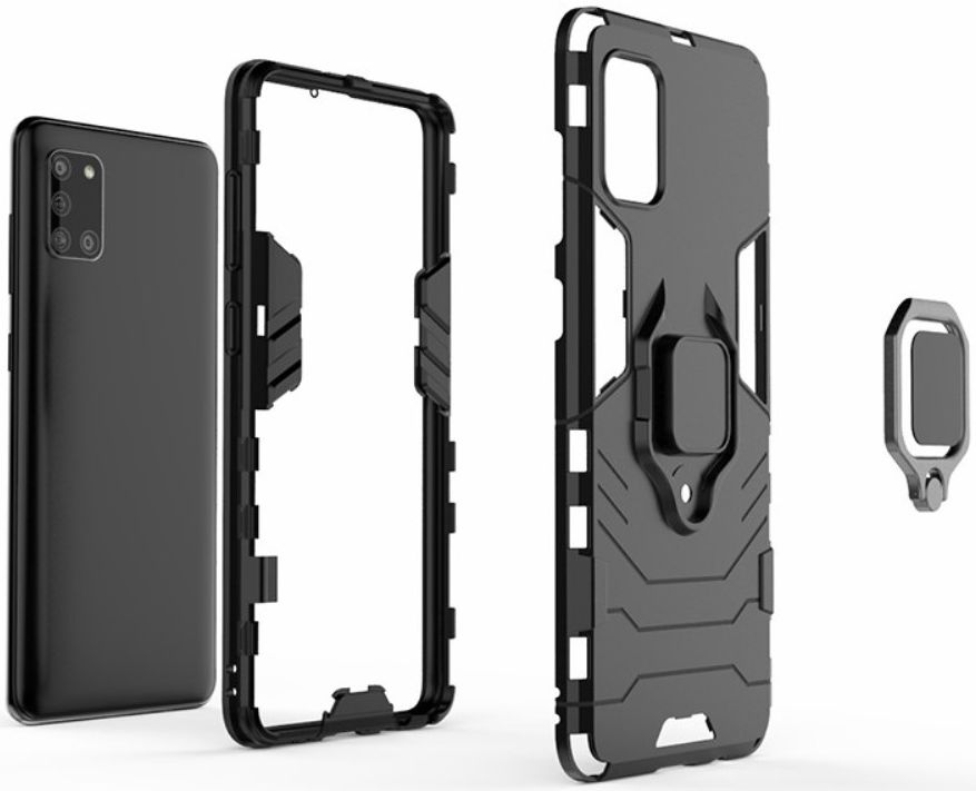 Samsung Galaxy A31 Hoesje Hybride met Kickstand Back Cover Zwart afbeelding 4