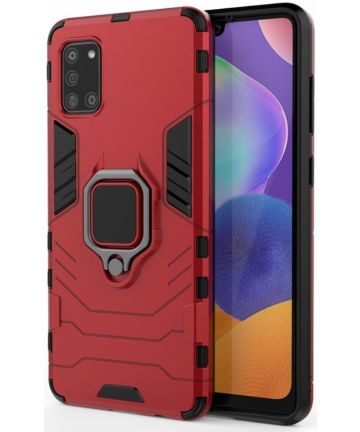 Samsung Galaxy A31 Hoesje Hybride met Kickstand Back Cover Rood Hoesjes