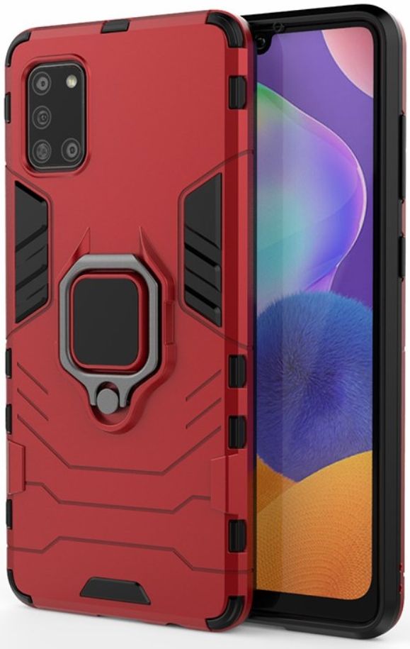 Samsung Galaxy A31 Hoesje Hybride met Kickstand Back Cover Rood afbeelding 1