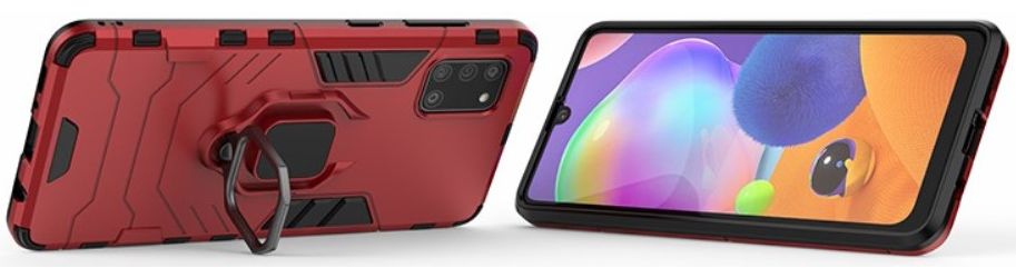 Samsung Galaxy A31 Hoesje Hybride met Kickstand Back Cover Rood afbeelding 3