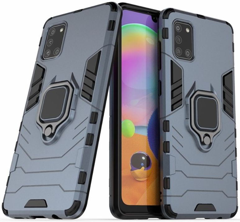 Samsung Galaxy A31 Hoesje Hybride met Kickstand Back Cover Blauw afbeelding 2