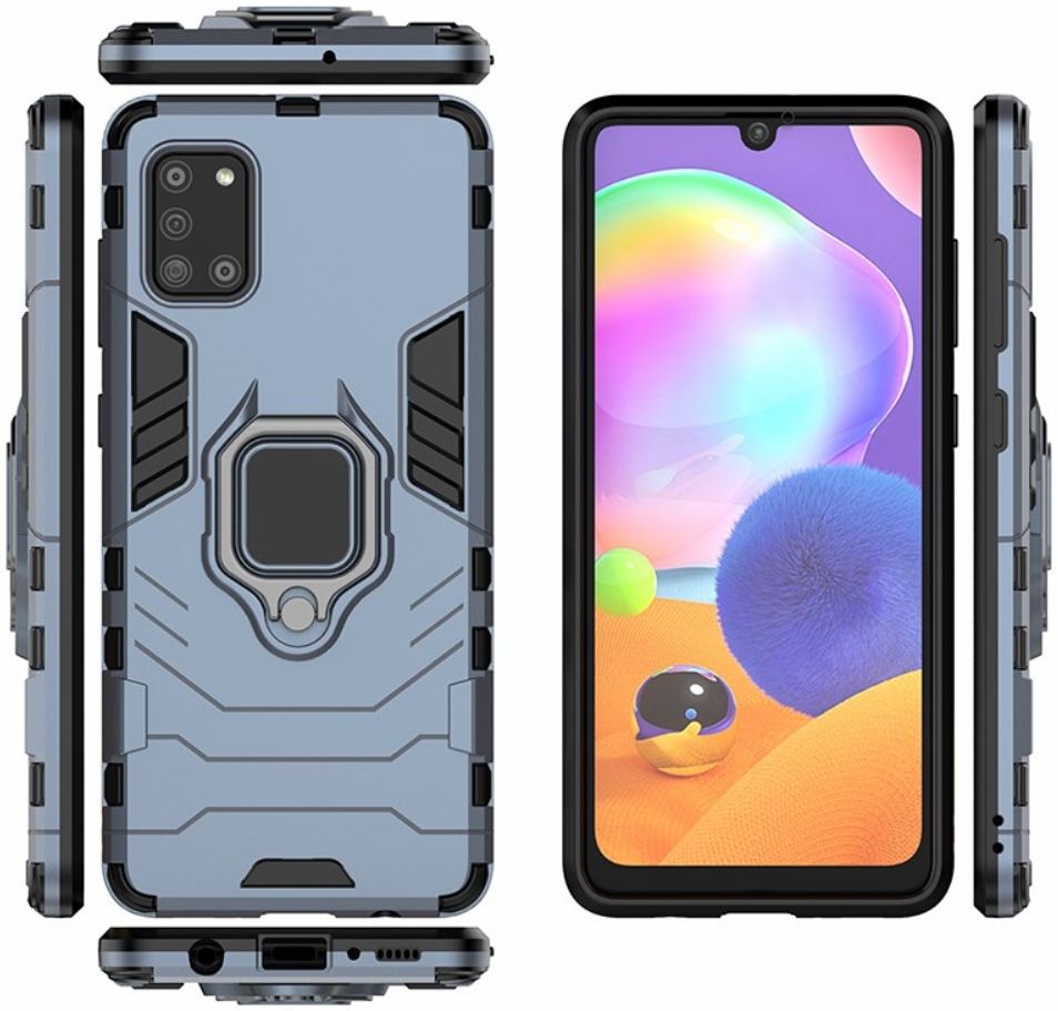 Samsung Galaxy A31 Hoesje Hybride met Kickstand Back Cover Blauw afbeelding 4