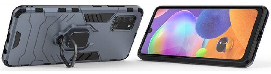Samsung Galaxy A31 Hoesje Hybride met Kickstand Back Cover Blauw afbeelding 3