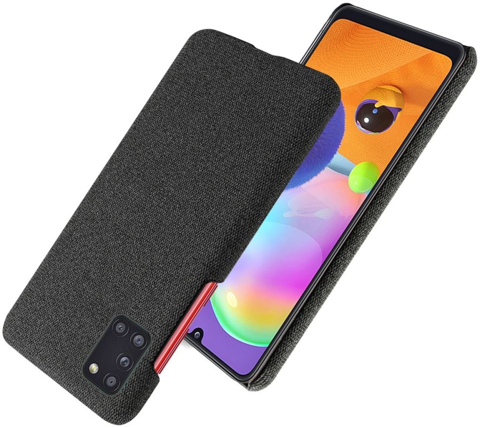 Samsung Galaxy A31 Hoesje met Stof Textuur Hard Back Cover Zwart afbeelding 6