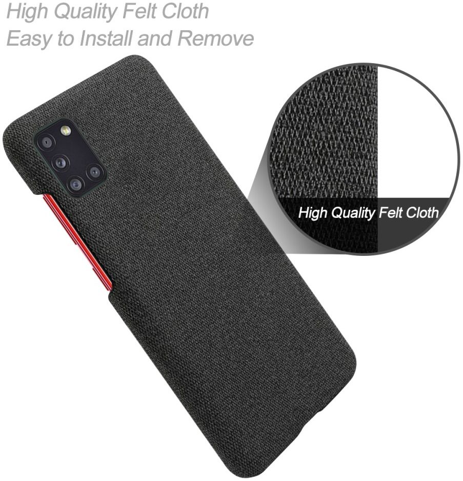 Samsung Galaxy A31 Hoesje met Stof Textuur Hard Back Cover Zwart afbeelding 3