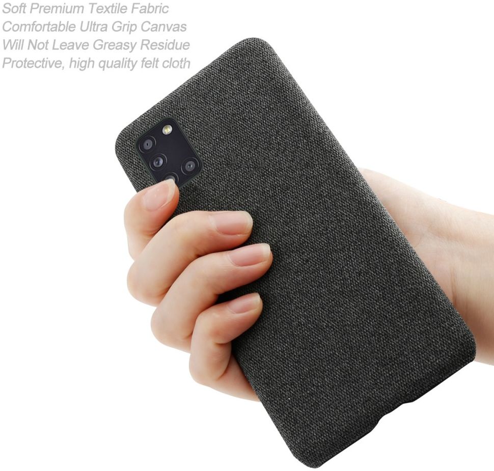 Samsung Galaxy A31 Hoesje met Stof Textuur Hard Back Cover Zwart afbeelding 5