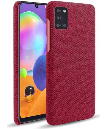 Samsung Galaxy A31 Hoesje met Stof Textuur Hard Back Cover Rood Hoesjes
