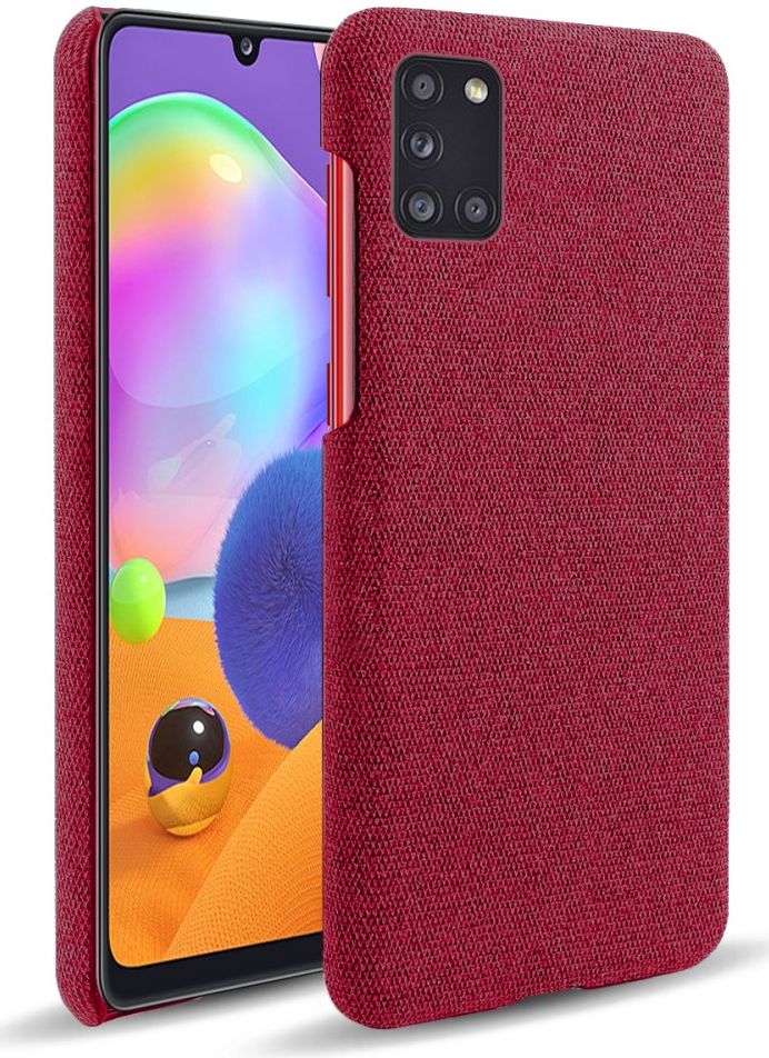 Samsung Galaxy A31 Hoesje met Stof Textuur Hard Back Cover Rood afbeelding 1