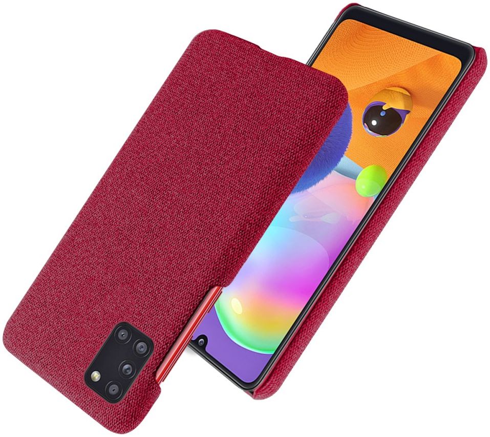 Samsung Galaxy A31 Hoesje met Stof Textuur Hard Back Cover Rood afbeelding 5
