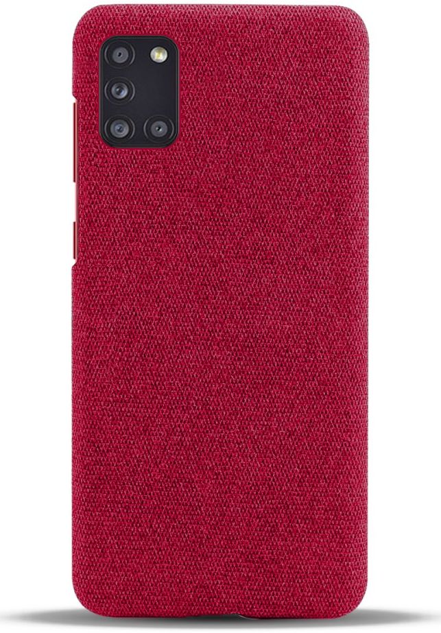 Samsung Galaxy A31 Hoesje met Stof Textuur Hard Back Cover Rood afbeelding 2