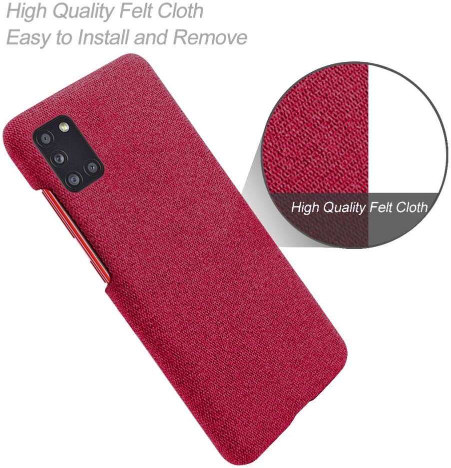 Samsung Galaxy A31 Hoesje met Stof Textuur Hard Back Cover Rood afbeelding 3