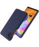 Samsung Galaxy A31 Hoesje met Stof Textuur Hard Back Cover Blauw