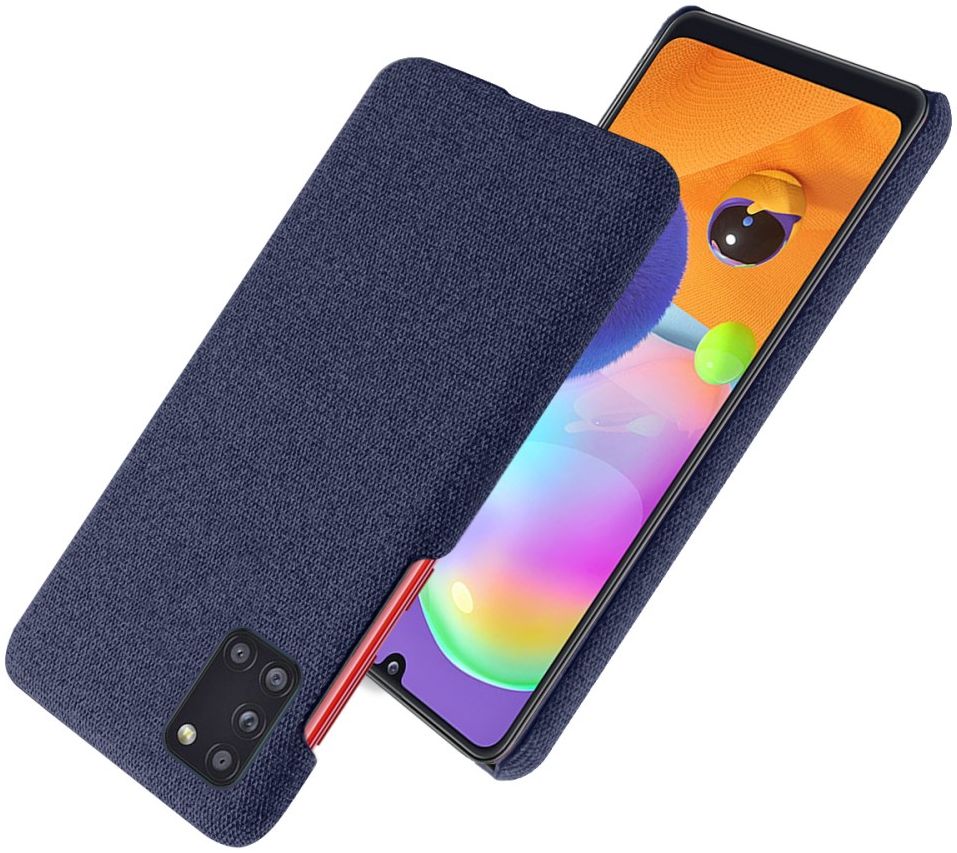 Samsung Galaxy A31 Hoesje met Stof Textuur Hard Back Cover Blauw afbeelding 5