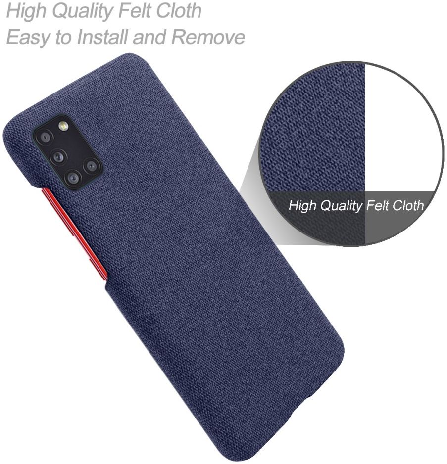 Samsung Galaxy A31 Hoesje met Stof Textuur Hard Back Cover Blauw afbeelding 3