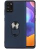Samsung Galaxy A31 Hoesje met Kickstand Ring Back Cover Donker Blauw
