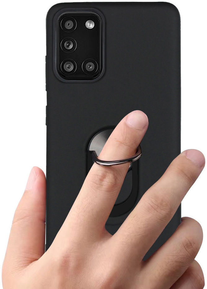 Samsung Galaxy A31 Hoesje met Kickstand Ring Back Cover Donker Blauw afbeelding 3